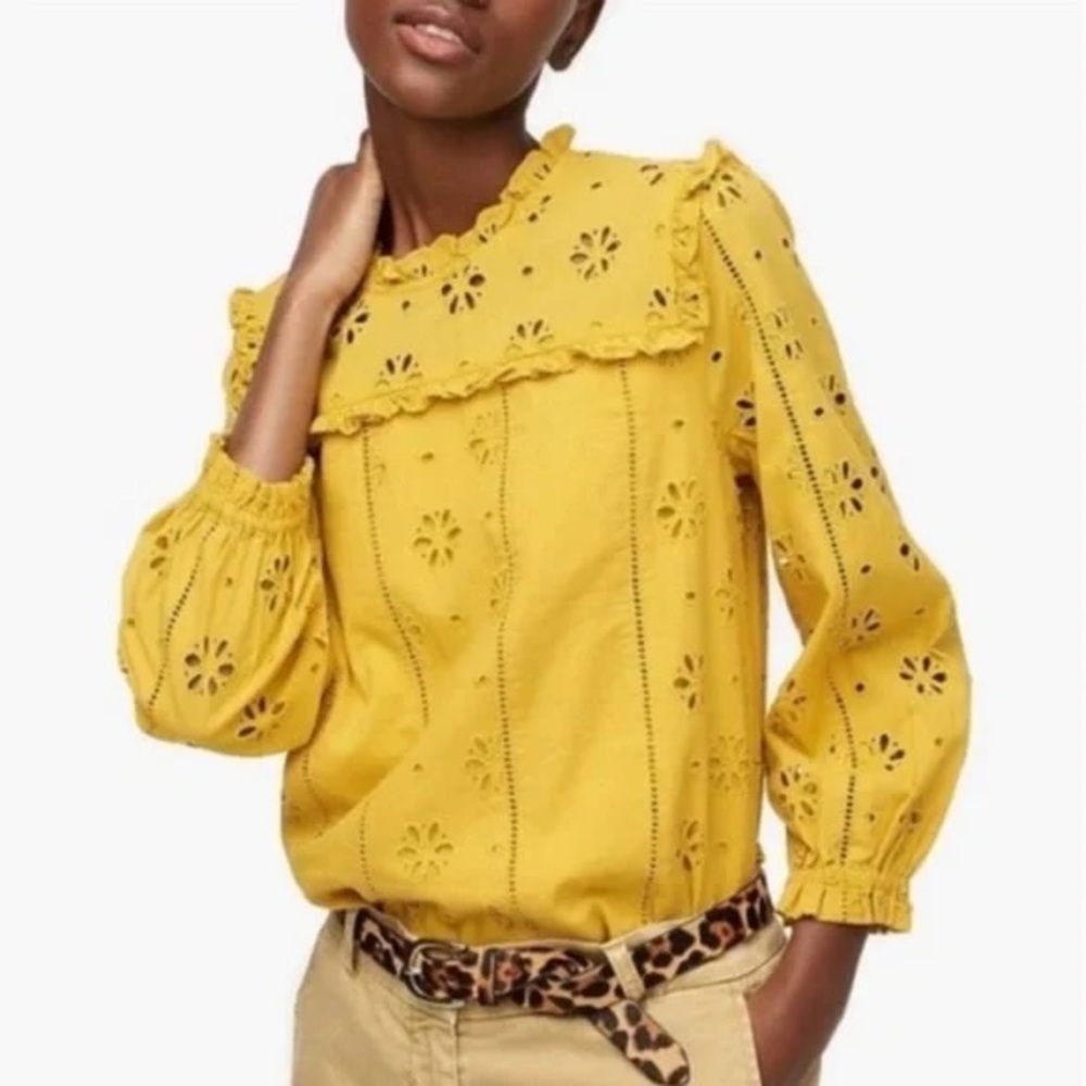 J. Crew Eyelet Ruffle Blouse